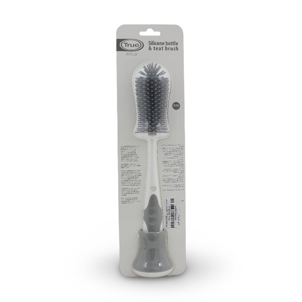 True Gold Silicone Bottle and Teat Brush – Grey & White