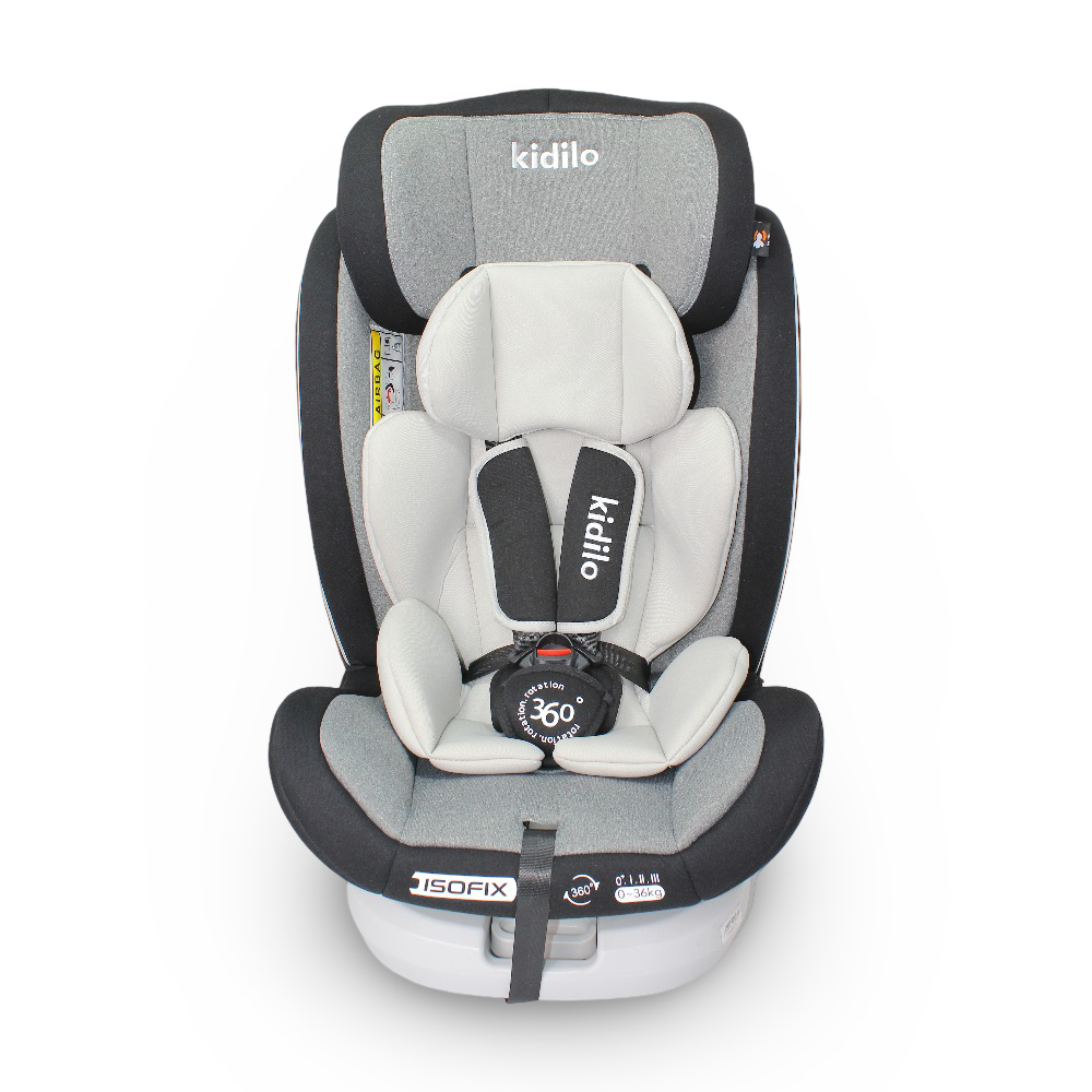 Kidilo 360° Rotating Baby Car Seat with ISOFIX – Dark Grey