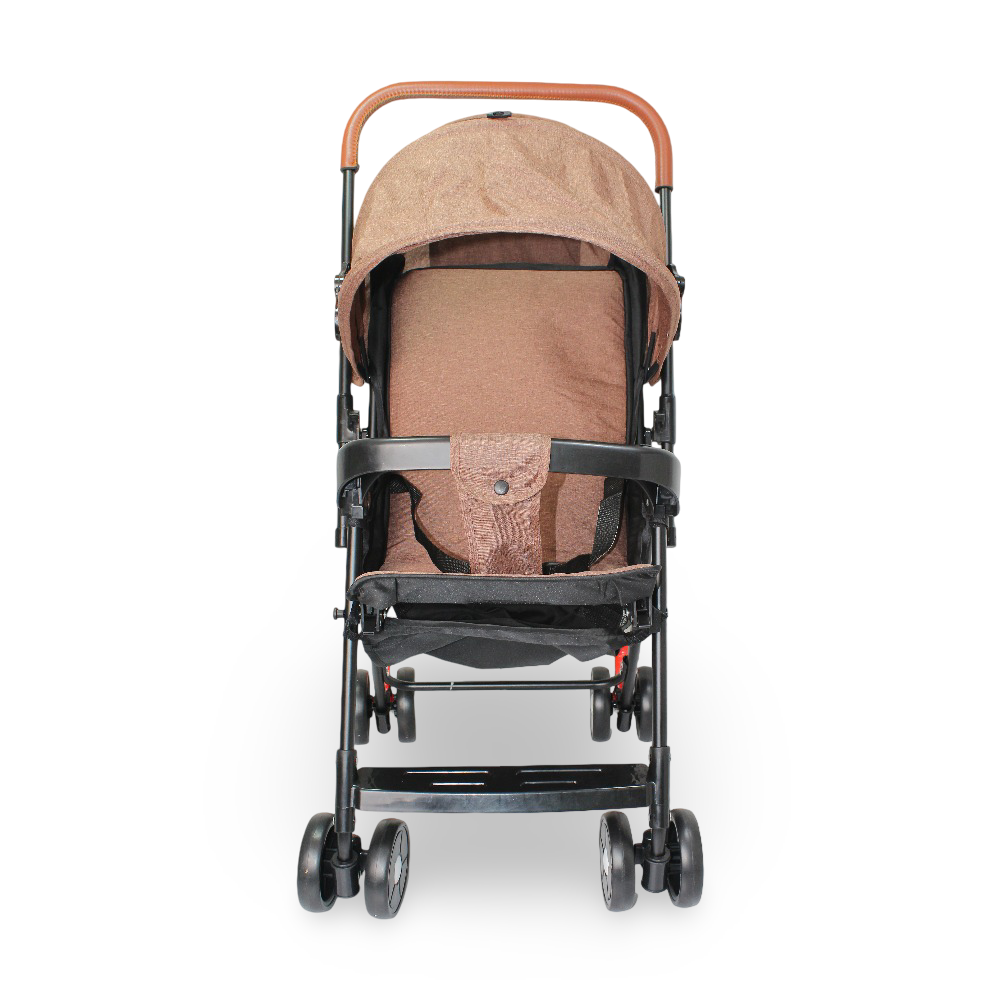 Baby Stroller with Adjustable Canopy and Storage Basket – Coffee