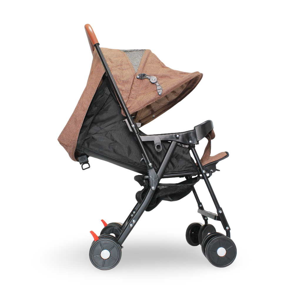 Baby Stroller with Adjustable Canopy and Storage Basket – Coffee