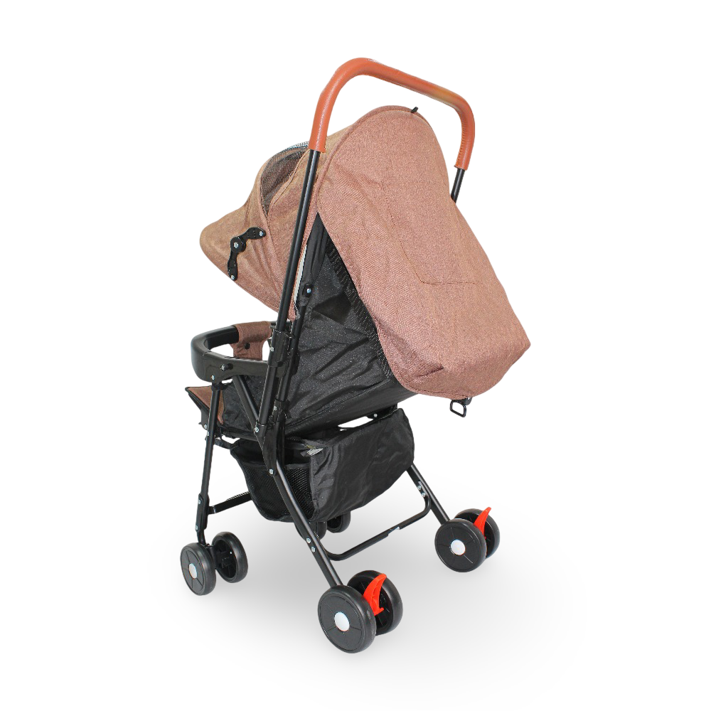 Baby Stroller with Adjustable Canopy and Storage Basket – Coffee