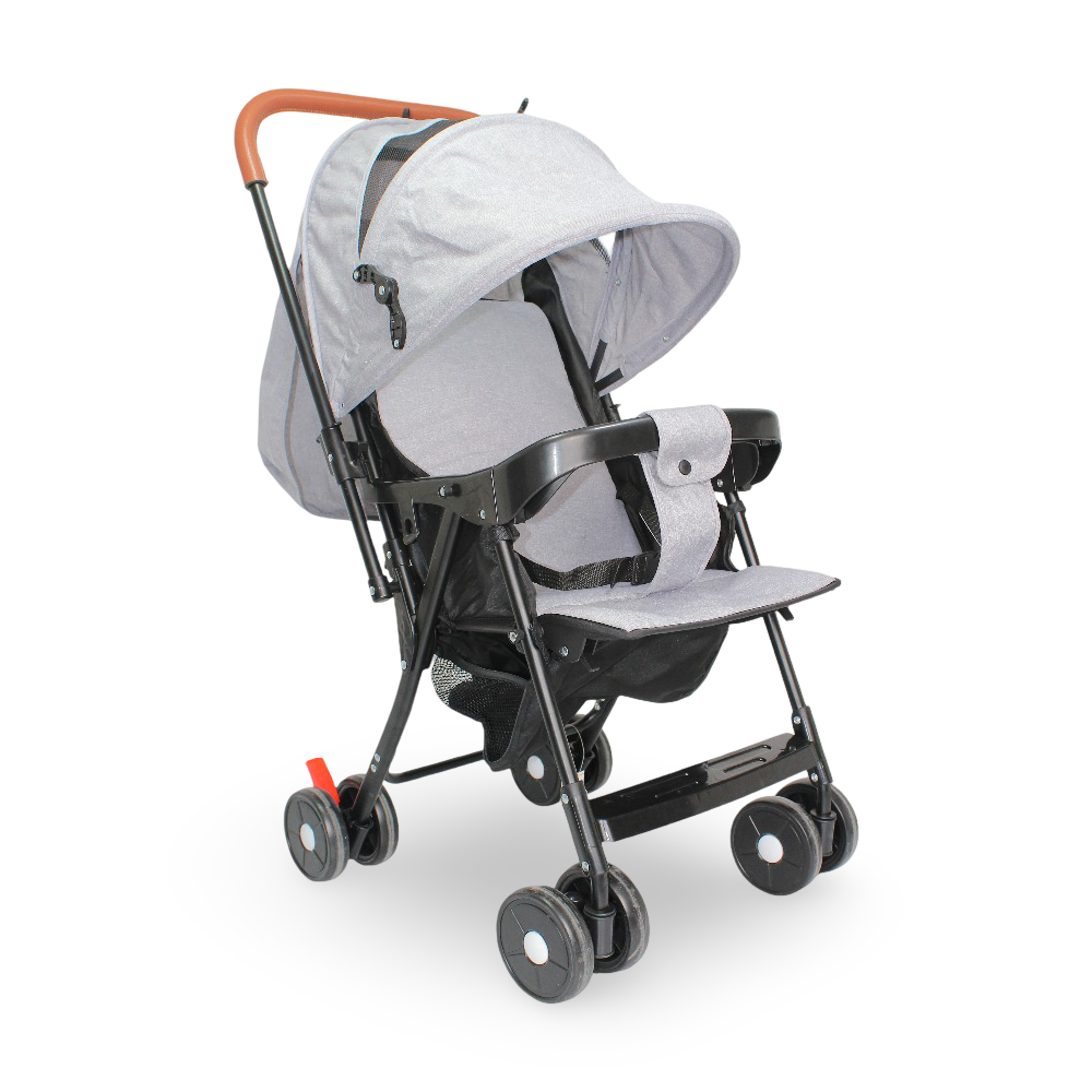 Baby Stroller with Adjustable Canopy and Storage Basket – Grey - Baby Essentials - OKO