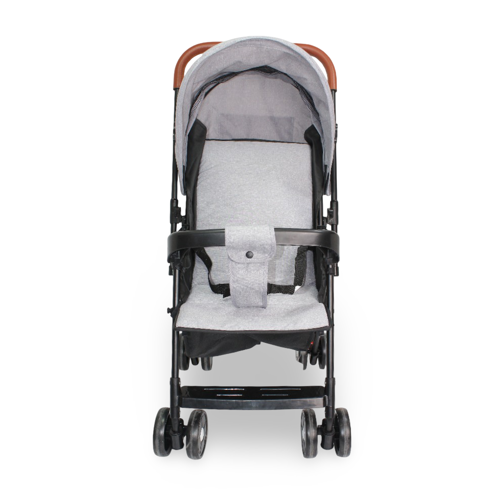 Baby Stroller with Adjustable Canopy and Storage Basket – Grey