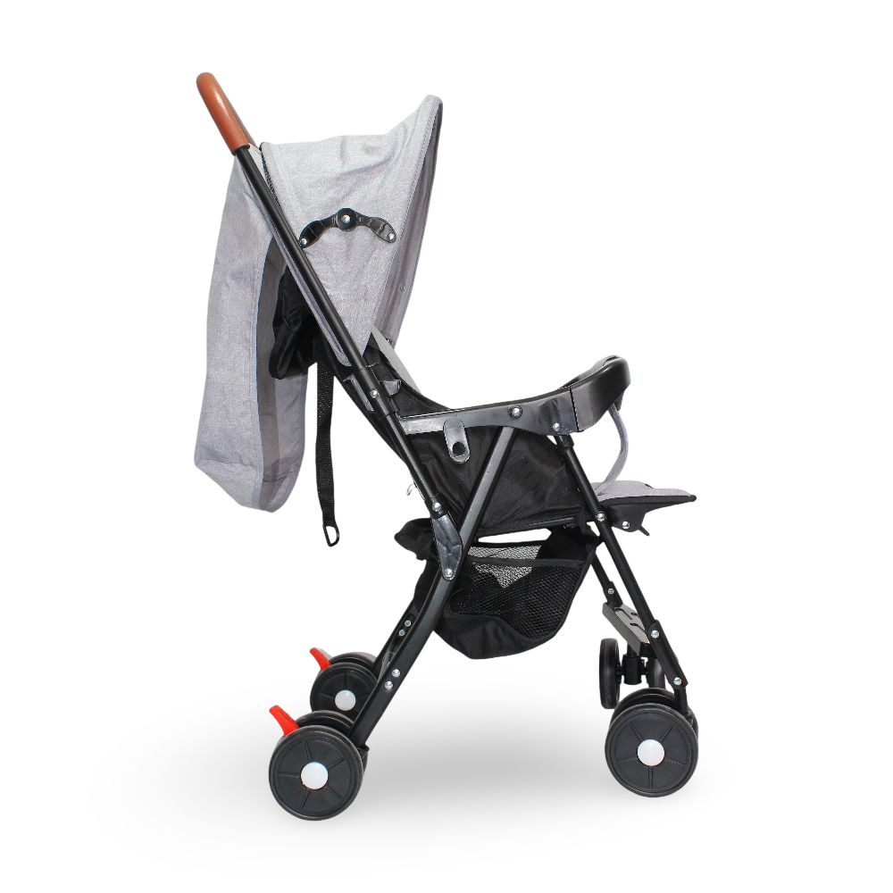 Baby Stroller with Adjustable Canopy and Storage Basket – Grey