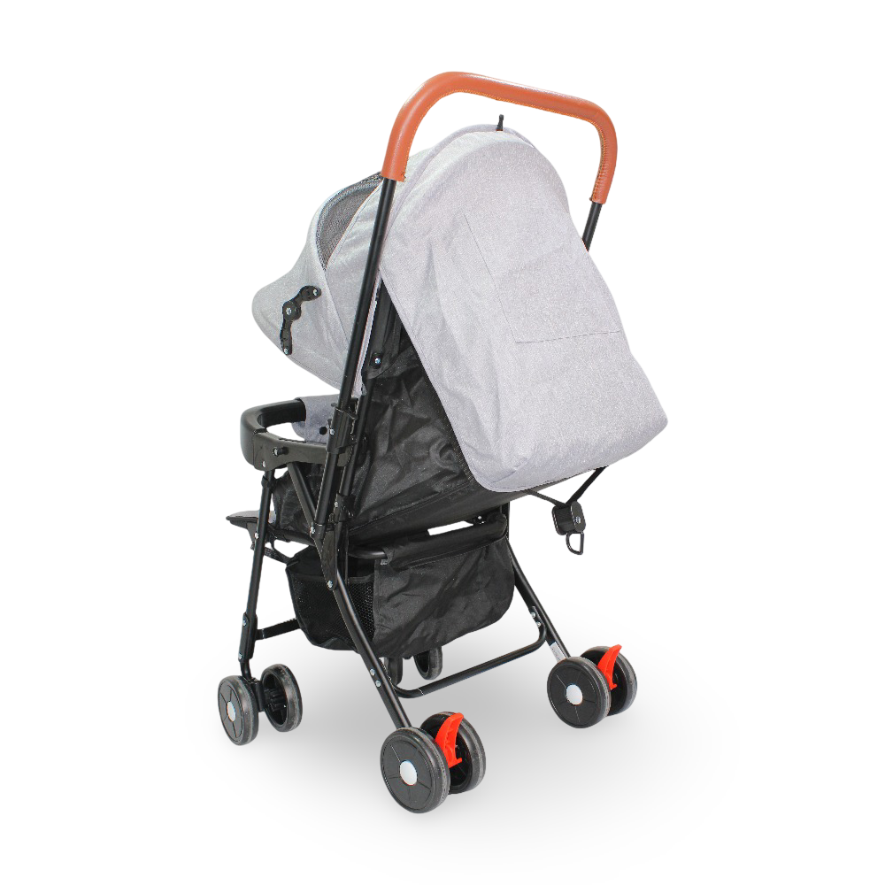 Baby Stroller with Adjustable Canopy and Storage Basket – Grey