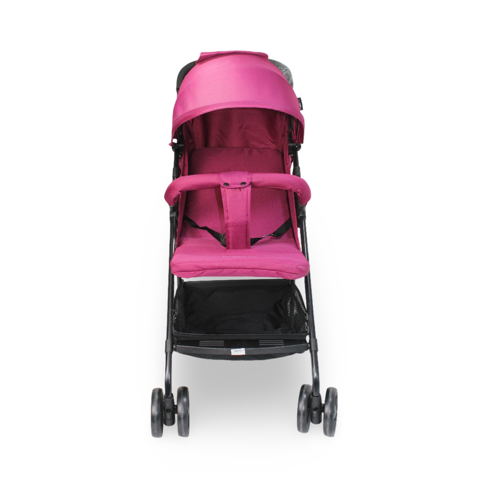 Baby Stroller with Adjustable Canopy and Storage Basket – Burgundy