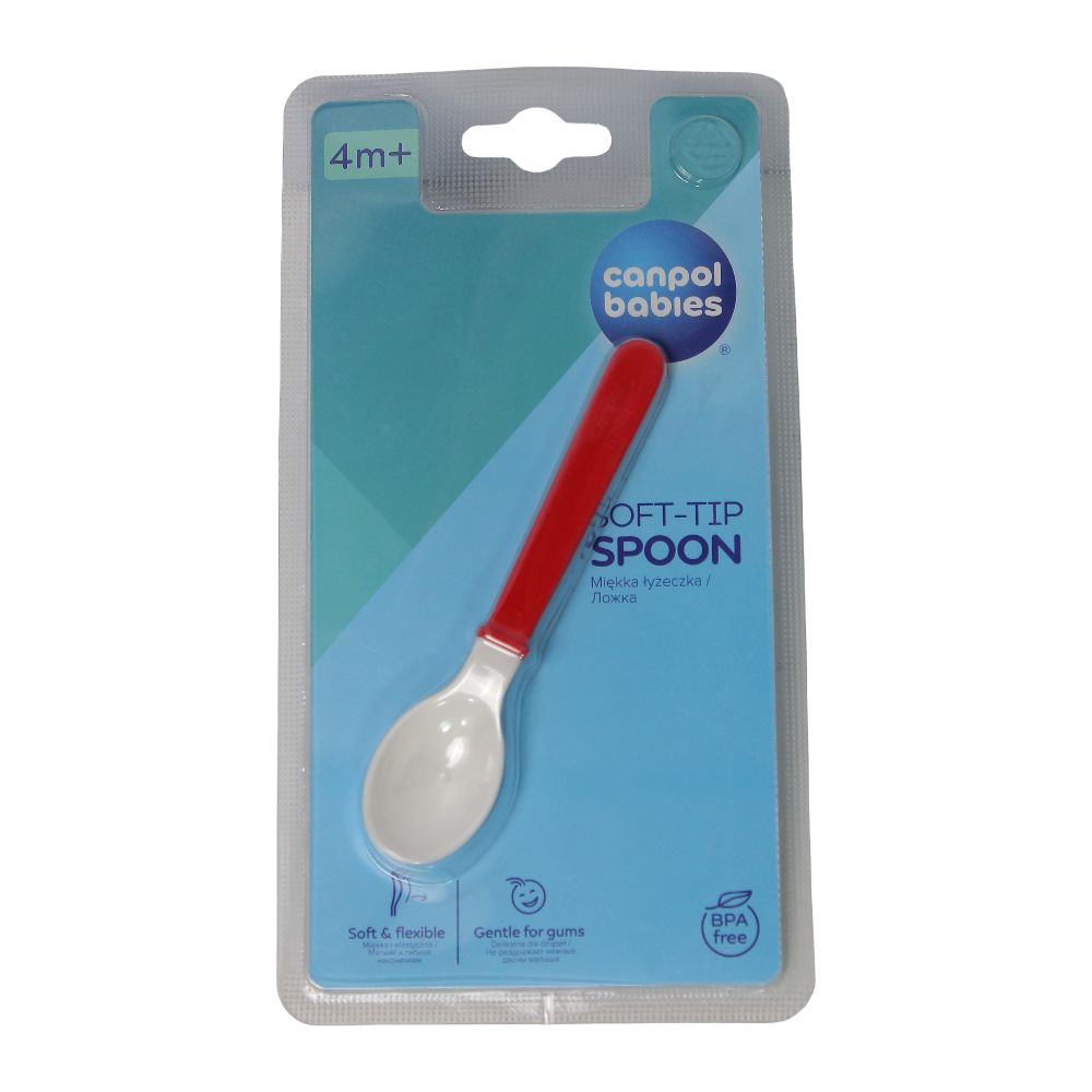 Canpol Babies Soft-Tip Feeding Spoon – Red - Baby Essentials