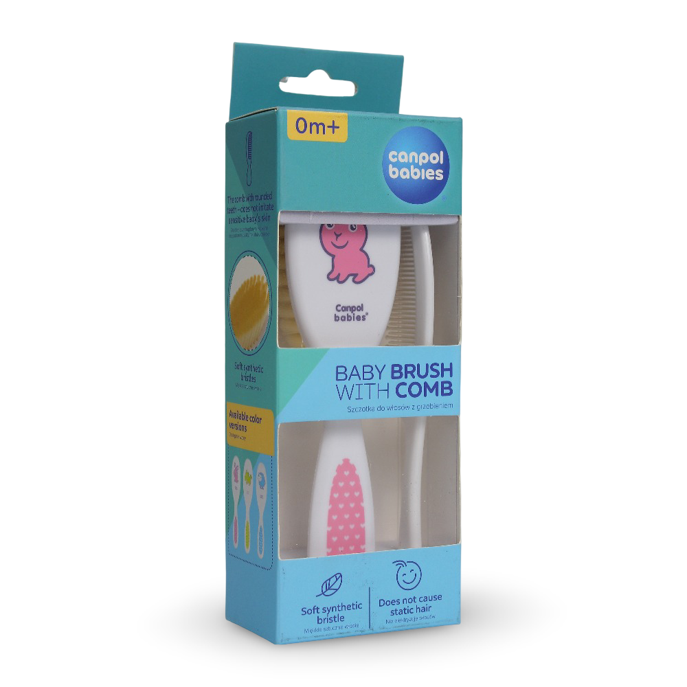 Canpol Babies Baby Brush and Comb Set – Pink - Baby Essentials