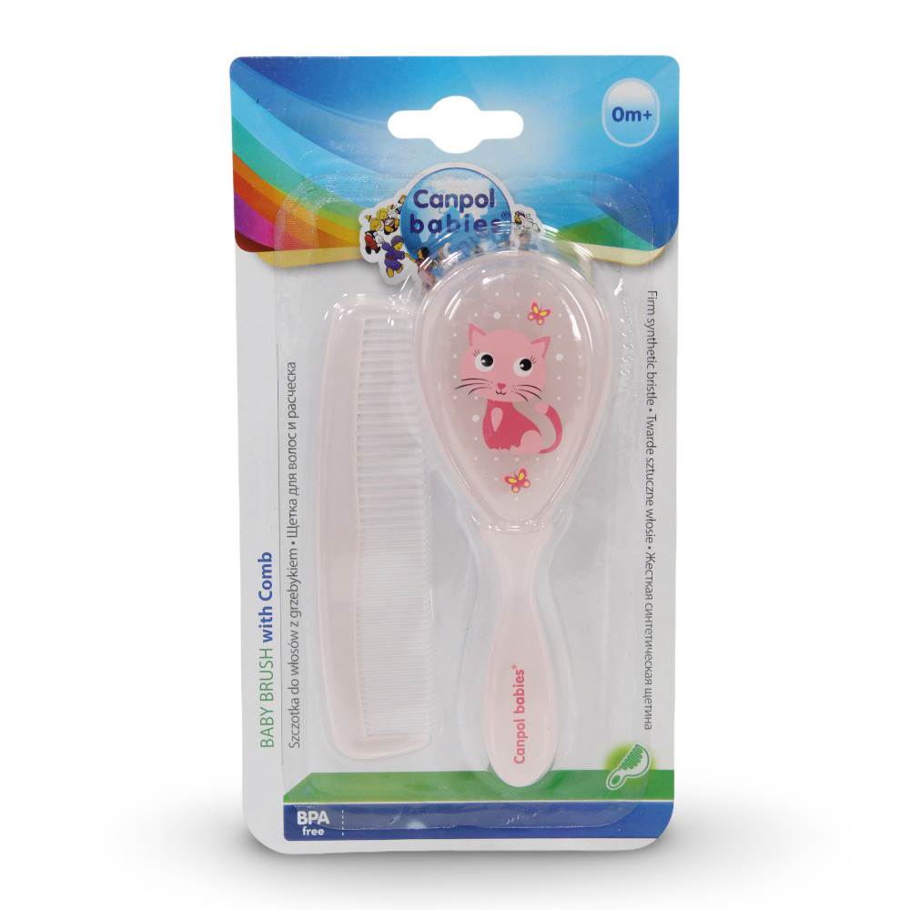 Canpol Babies Baby Brush and Comb Set - Cat Design - Baby Essentials