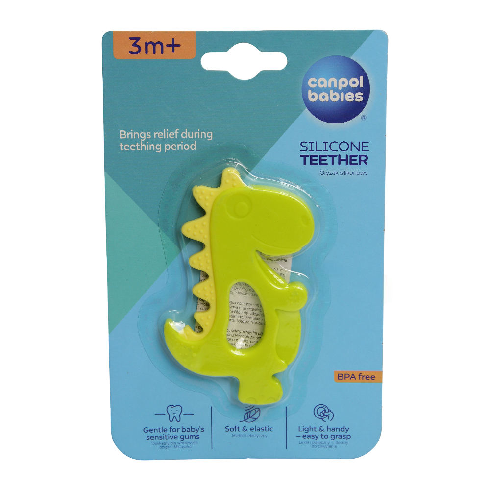 Canpol Babies Silicone Teether – Green with Dinosaur Shape - Baby Essentials