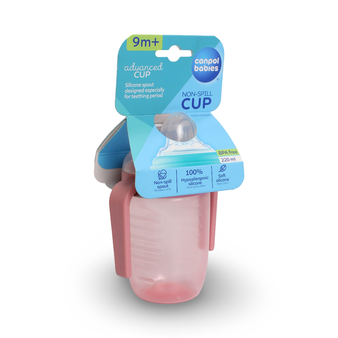 Canpol Babies Anti-Spill Cup Including Silicone Spout 220ml – Pink - Baby Essentials