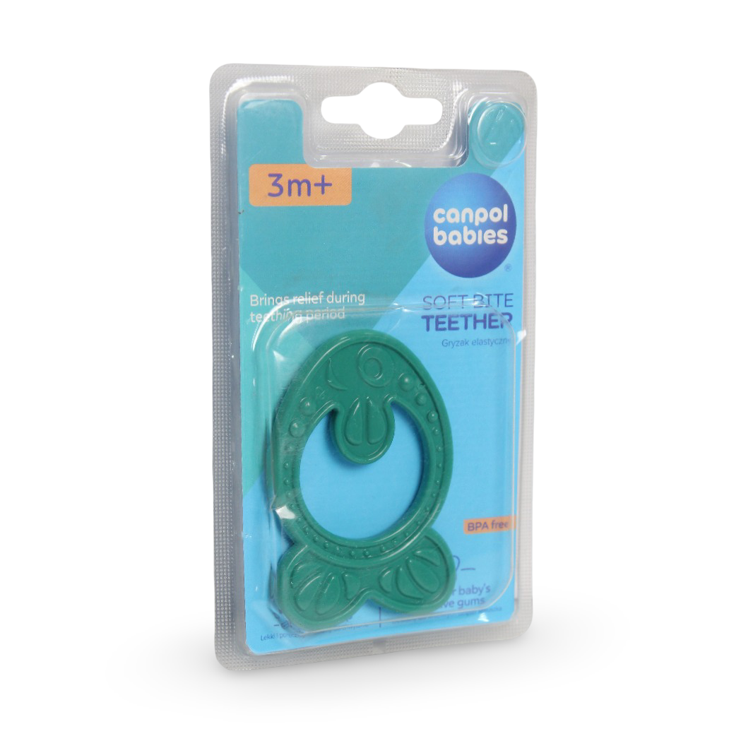 Canpol Babies Soft Bite Teether +3m – Green Fish Design