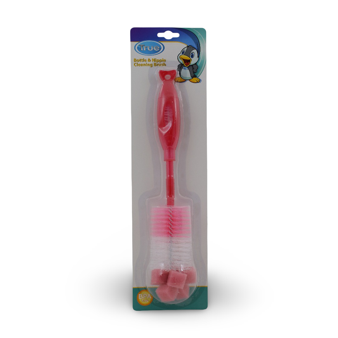 True Bottle and Nipple Cleaning Brush Set – Pink