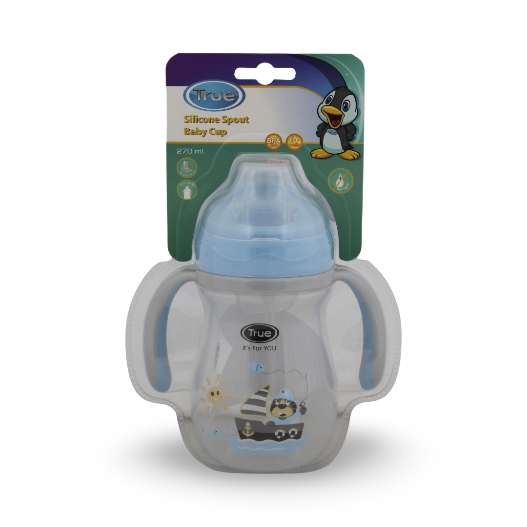 True Training Cup with Silicone Spout 270ml – Baby Blue