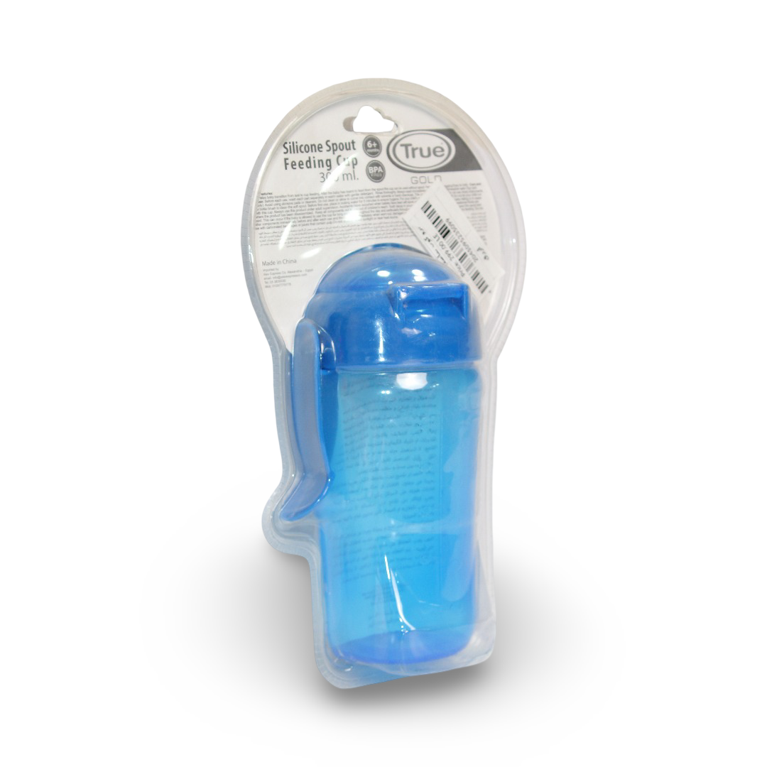 True Gold Silicone Spout Feeding Cup 300ml – Blue