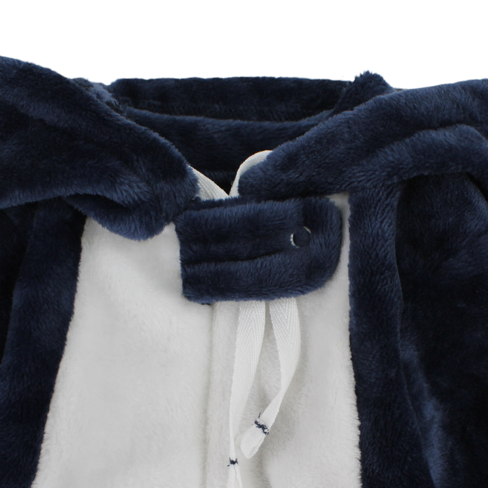 Unisex Baby Velvet Hooded Baby Footie – Navy/White