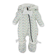 Unisex Baby Waterproof Hooded Overall – Off-White with a White Bow