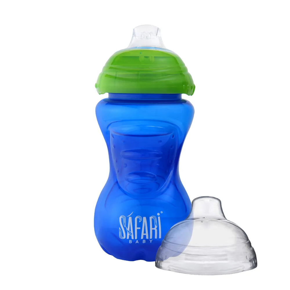 Safari Baby Soft Silicone Spout Cup 330ml +6m – Blue - Baby Essentials