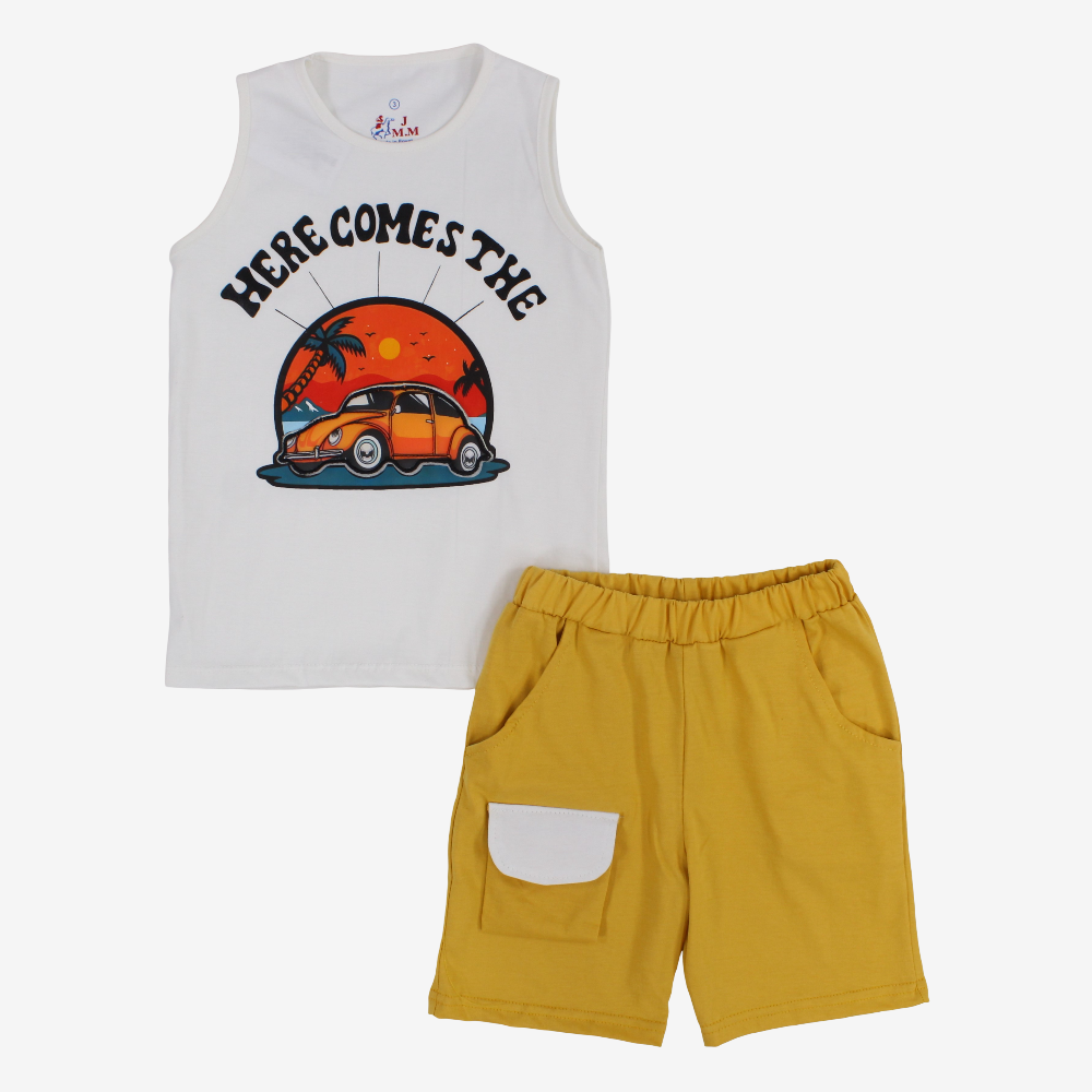 Boys Cotton Pajama Set - Vintage Car Print