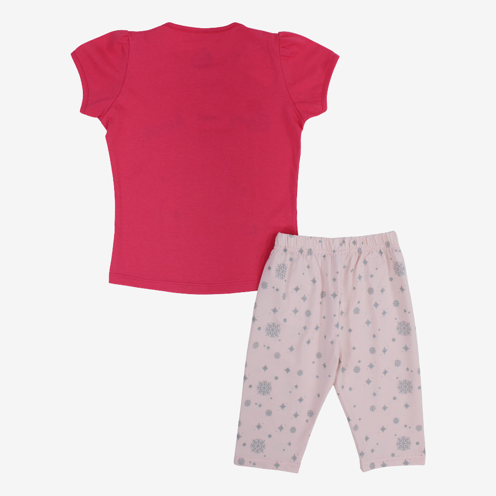 Girls Cotton Pajama Set - Elsa & Anna Print