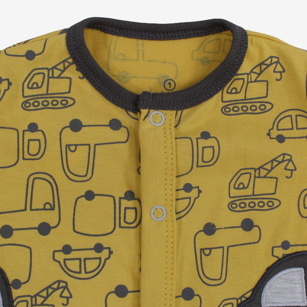 Baby Boys Cotton Romper - Cars & Tools Print