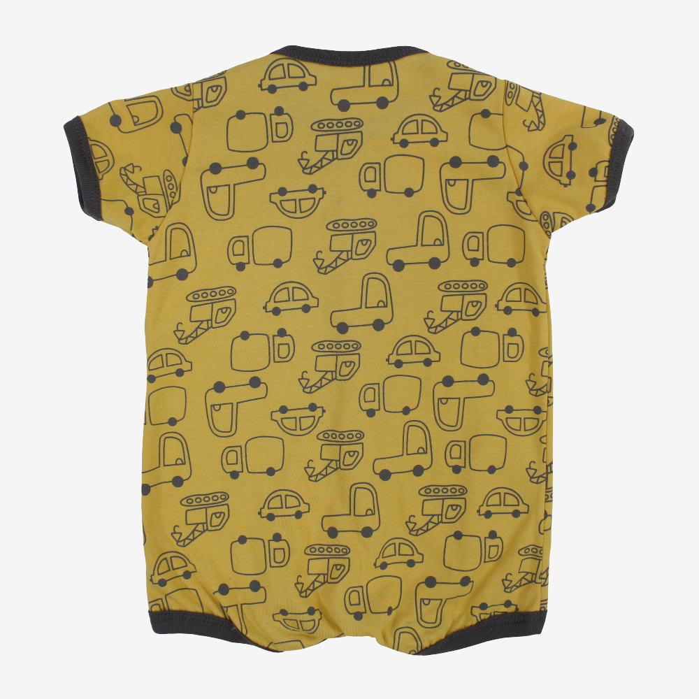 Baby Boys Cotton Romper - Cars & Tools Print