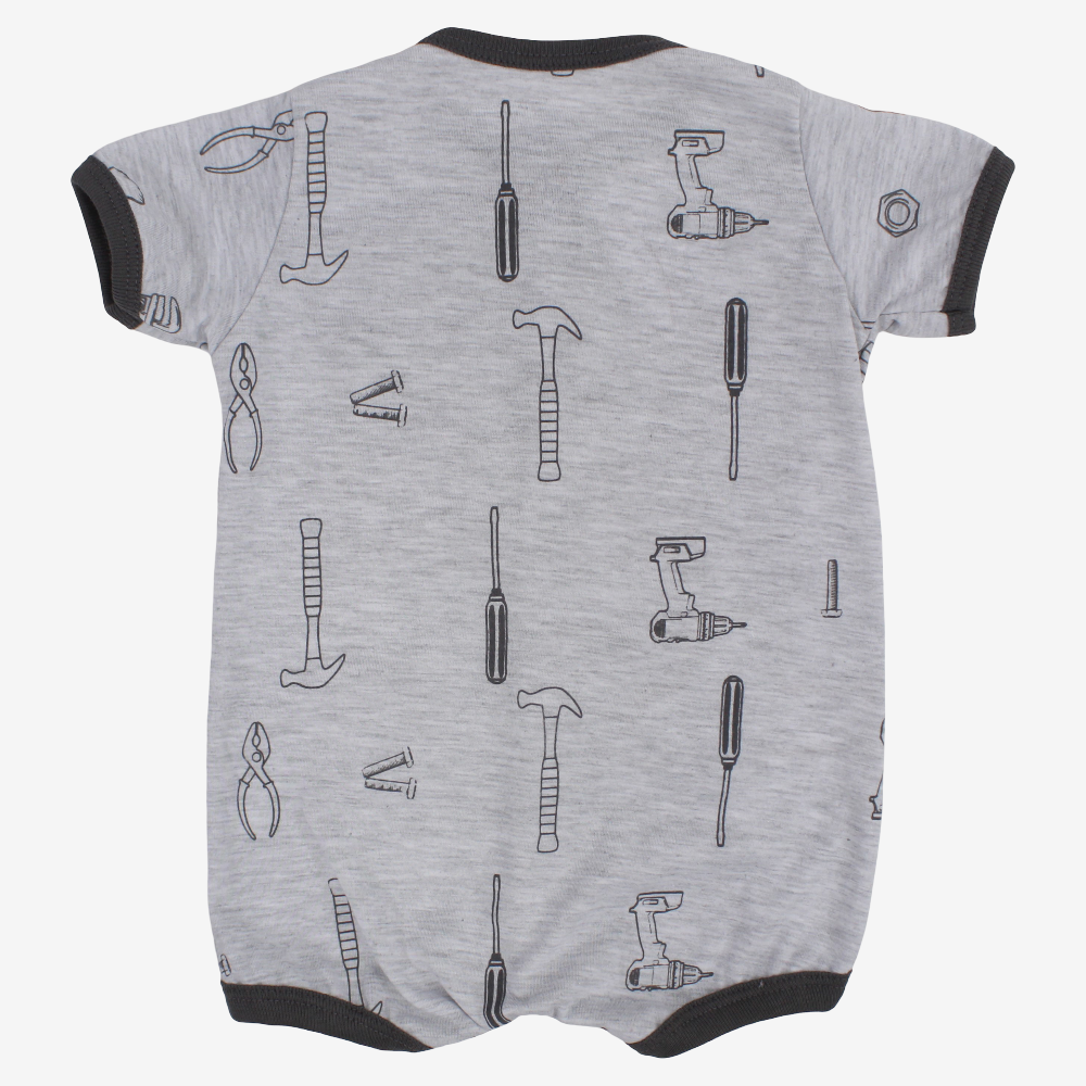 Baby Boys Cotton Romper - Cars & Tools Print