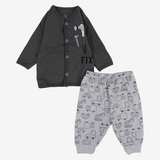 Baby Boys’ Cotton Pajama – Cars & Tools Print – Grey