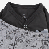 Baby Boys’ Cotton Pajama – Cars & Tools Print – Grey