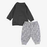 Baby Boys’ Cotton Pajama – Cars & Tools Print – Grey