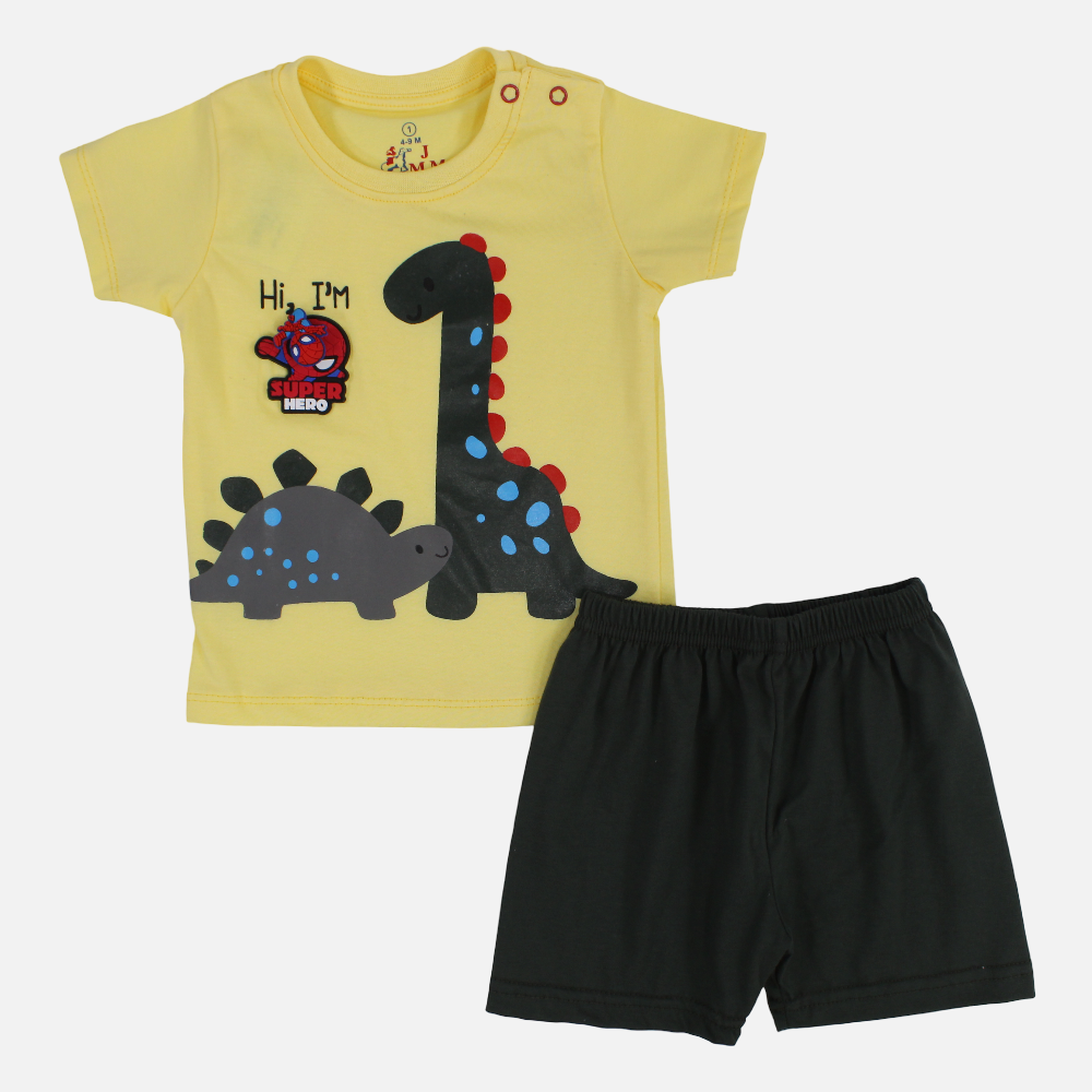 Baby Boys Cotton Pajama Set – Spider Hero & Dinos Print