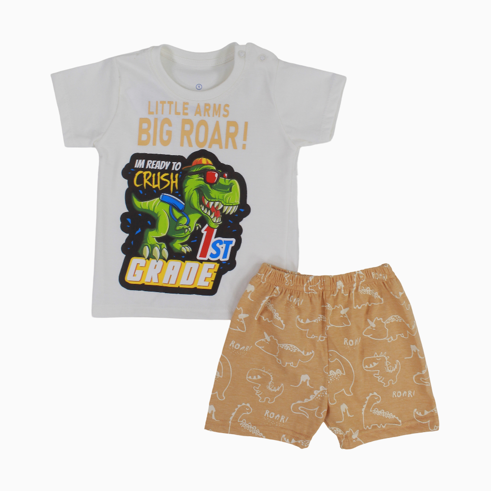 Baby Boys Cotton Pajama Set – Little Arms Big Roar Print