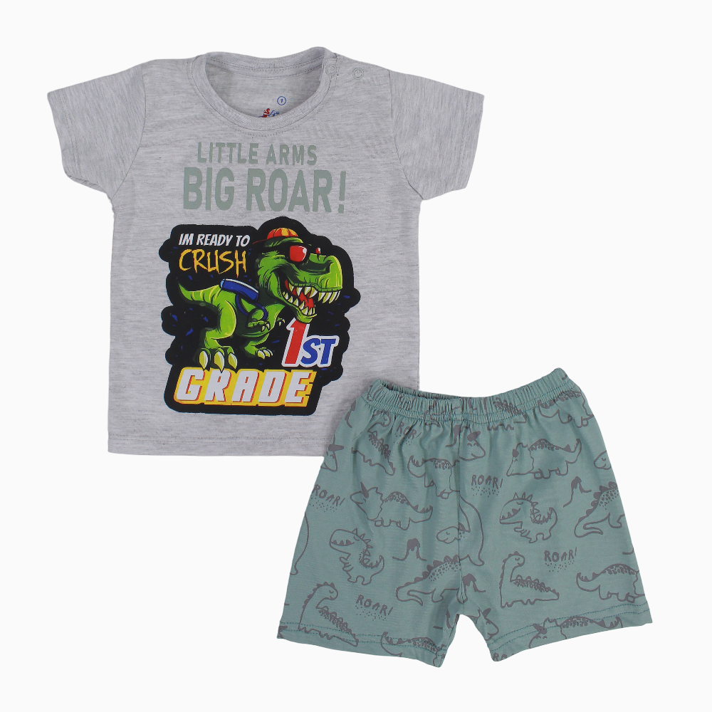 Baby Boys Cotton Pajama Set – Little Arms Big Roar Print