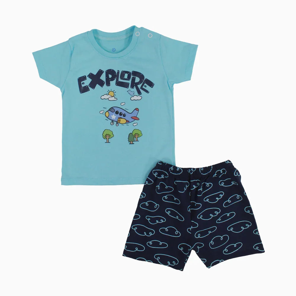 Baby Boys Cotton Pajama Set - Explorer Print