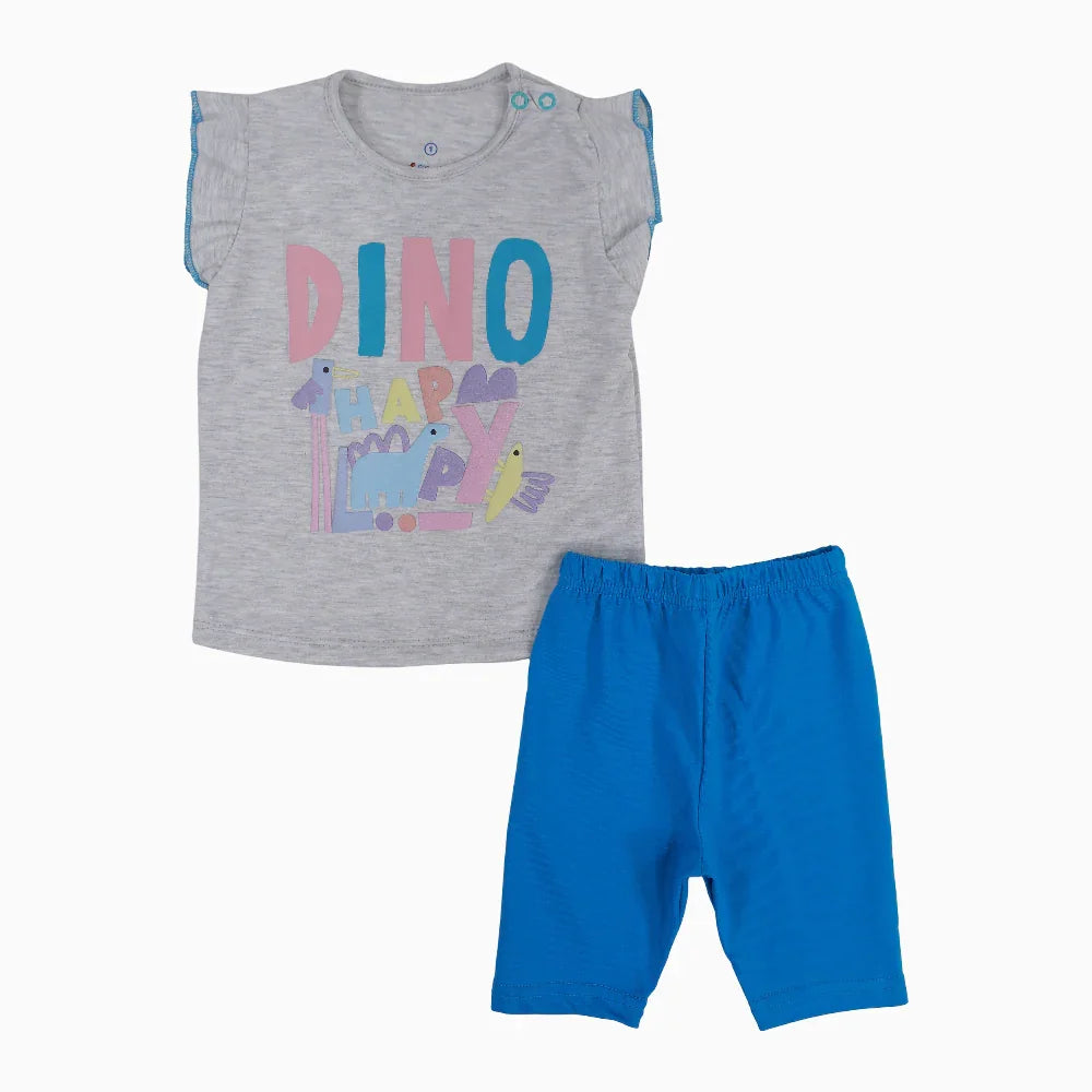 Baby Girls Cotton Pajama Set – Happy Dino Print