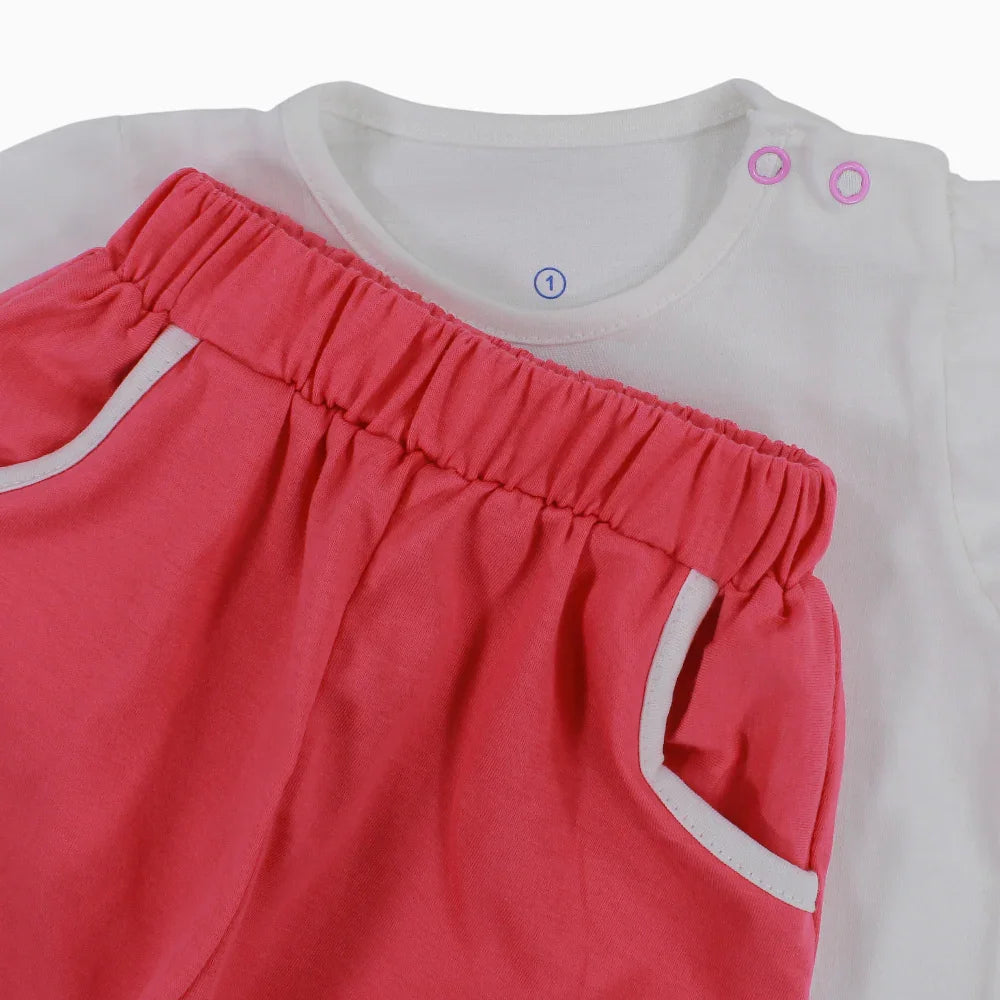 Baby Girls Cotton Pajama Set - Cute Dino Print