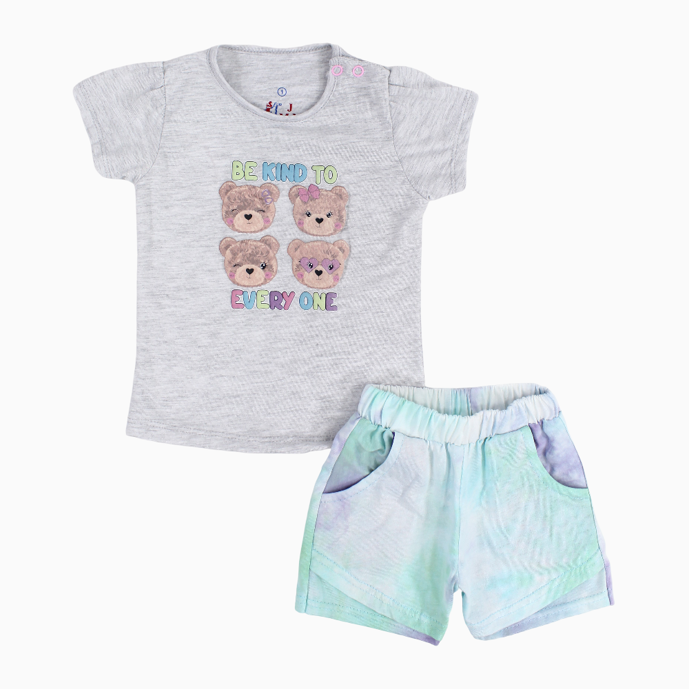 Baby Girls Cotton Pajama Set – "Four Bears" Design