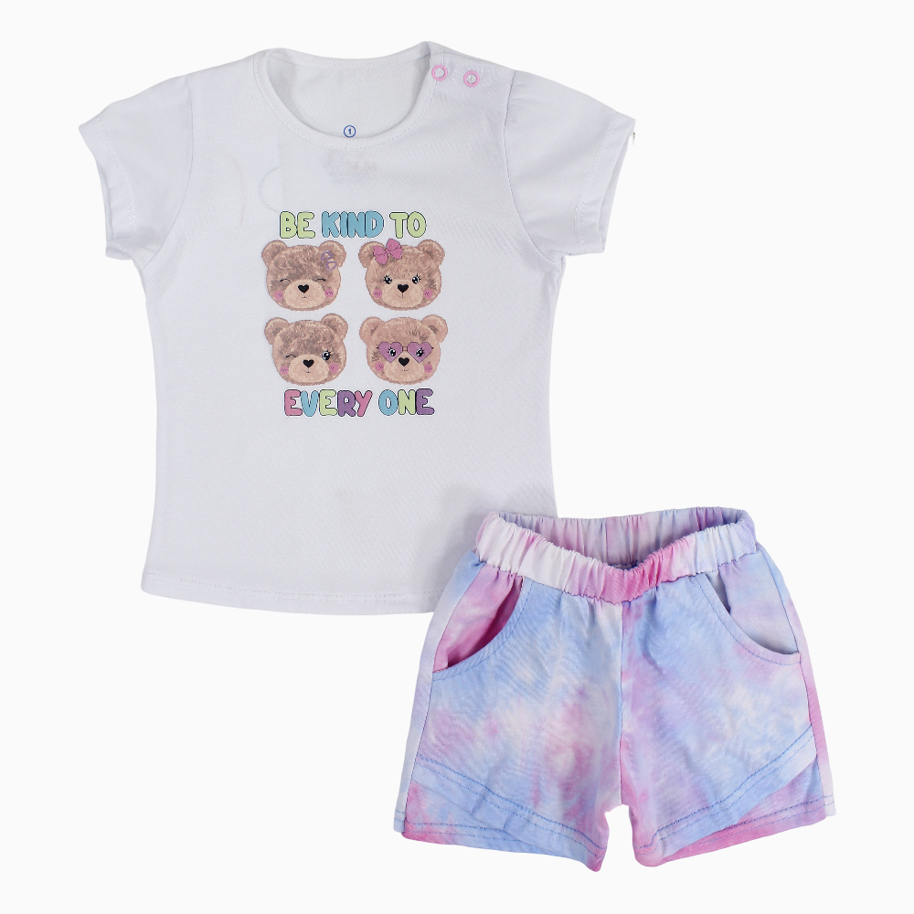Baby Girls Cotton Pajama Set – "Four Bears" Design