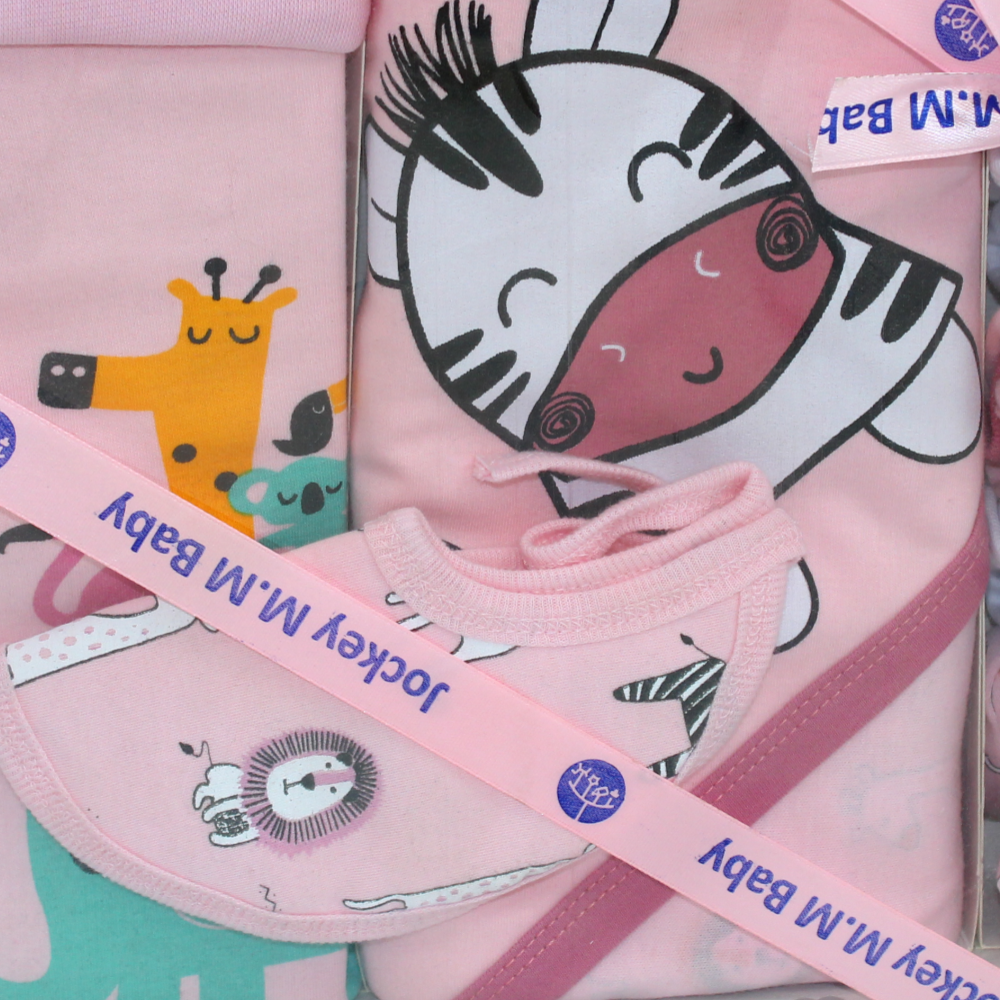 Wild Animals Themed Baby Girls' Cotton Gift Box - 10 Pcs (3-6m)