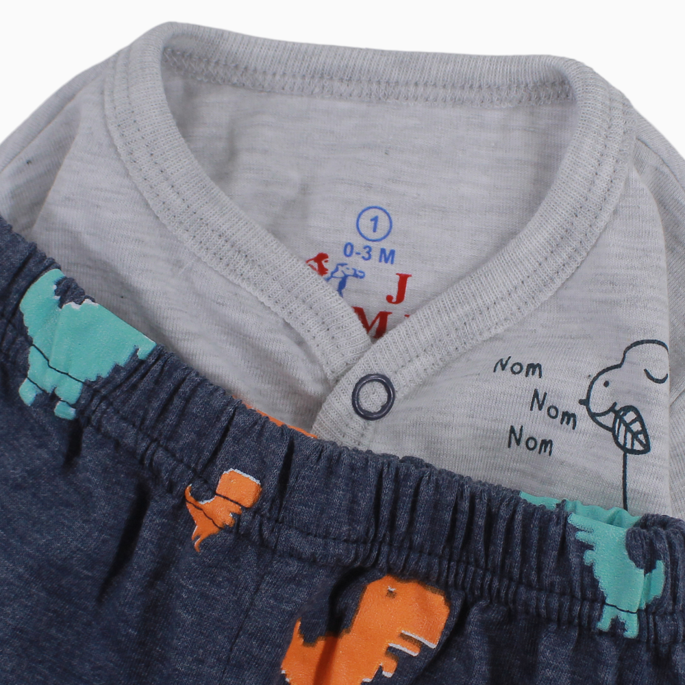 Baby Boys Cotton Pajama – Grey – Dinos