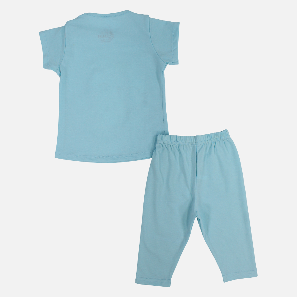 Baby Girls Cotton Pajama Set – Swimming Cat Print