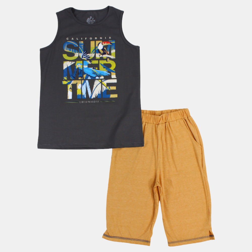 Summer Time Boys Cotton Sleeveless Pajama Set