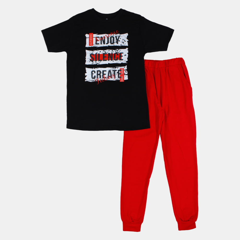 Boys Cotton Pajama Set – Multicolor