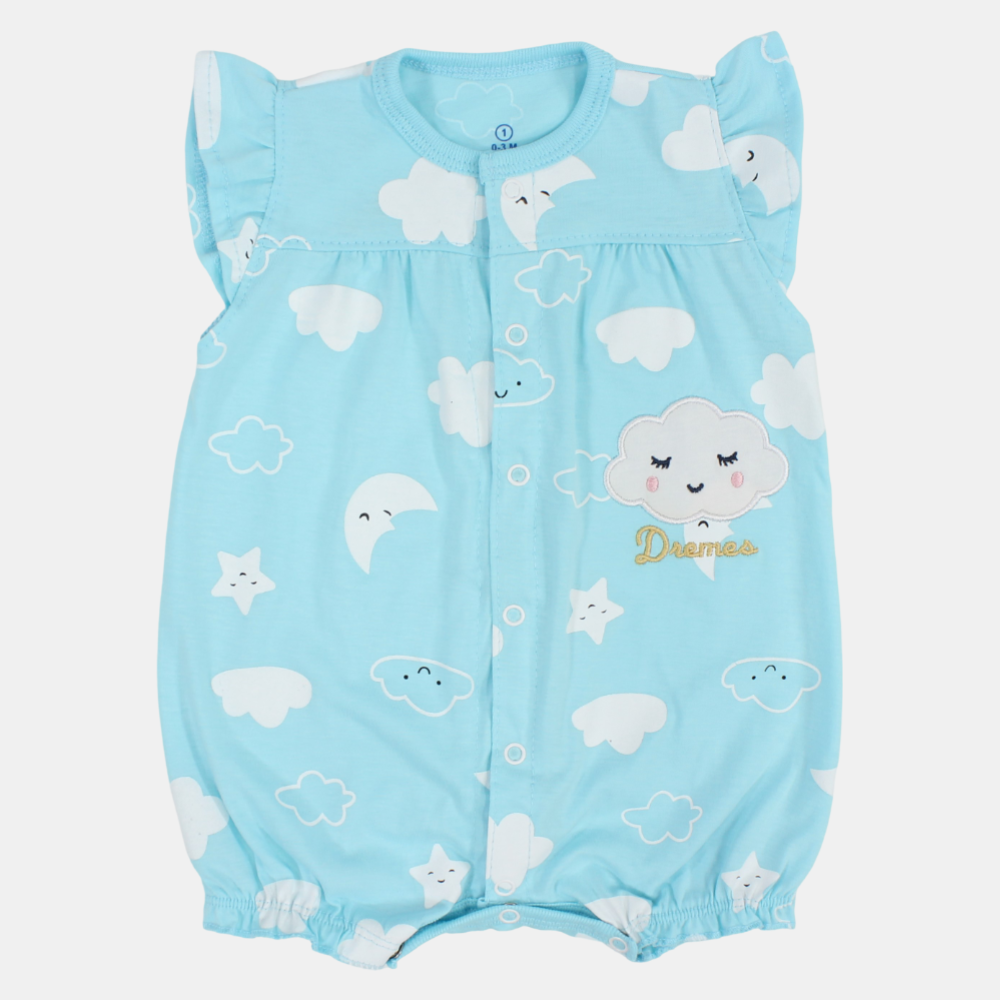 Baby Girls' Summer Romper – Cloud & Rainbow