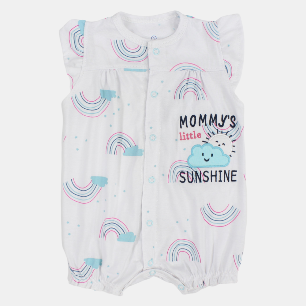 Baby Girls' Summer Romper – Cloud & Rainbow