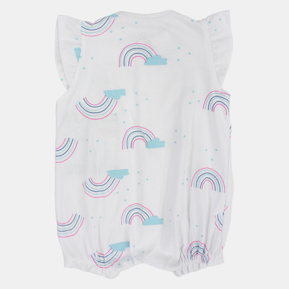 Baby Girls' Summer Romper – Cloud & Rainbow