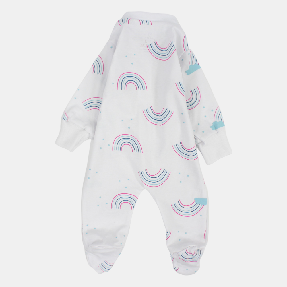 Baby Girls Summer Baby Footie – Cloud & Rainbow