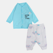 Baby Girls Summer Pajama Set – Aqua & White