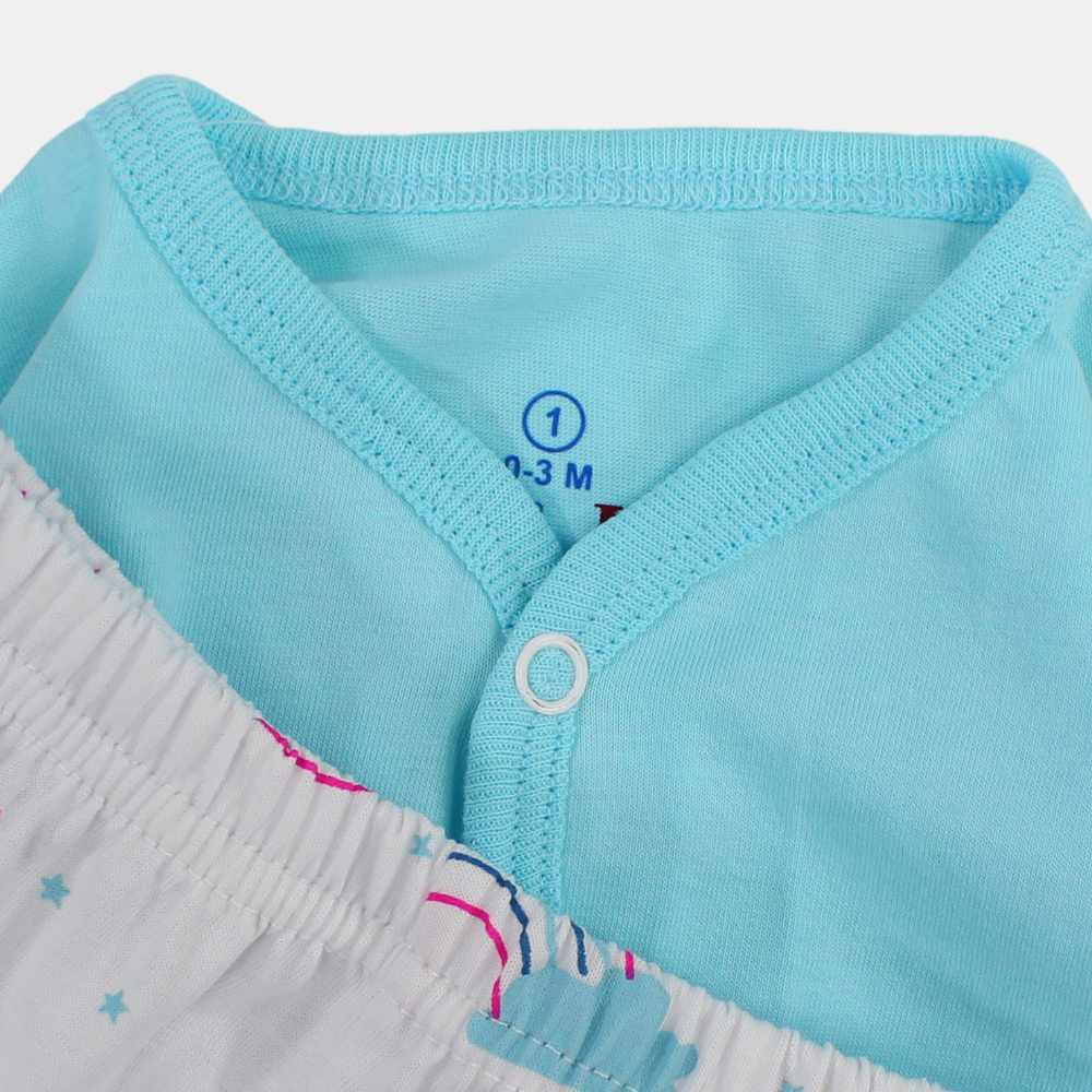 Baby Girls Summer Pajama Set – Aqua & White