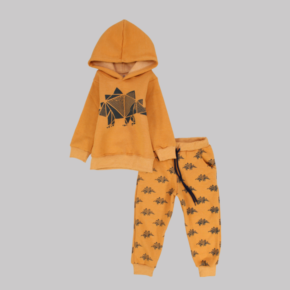 Dinosaur Long-Sleeved Fleeced Hooded Pajama